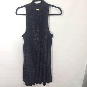 Hollister Women's Size Large L Dress Black High Nech Paisley Boho Witchy Goth